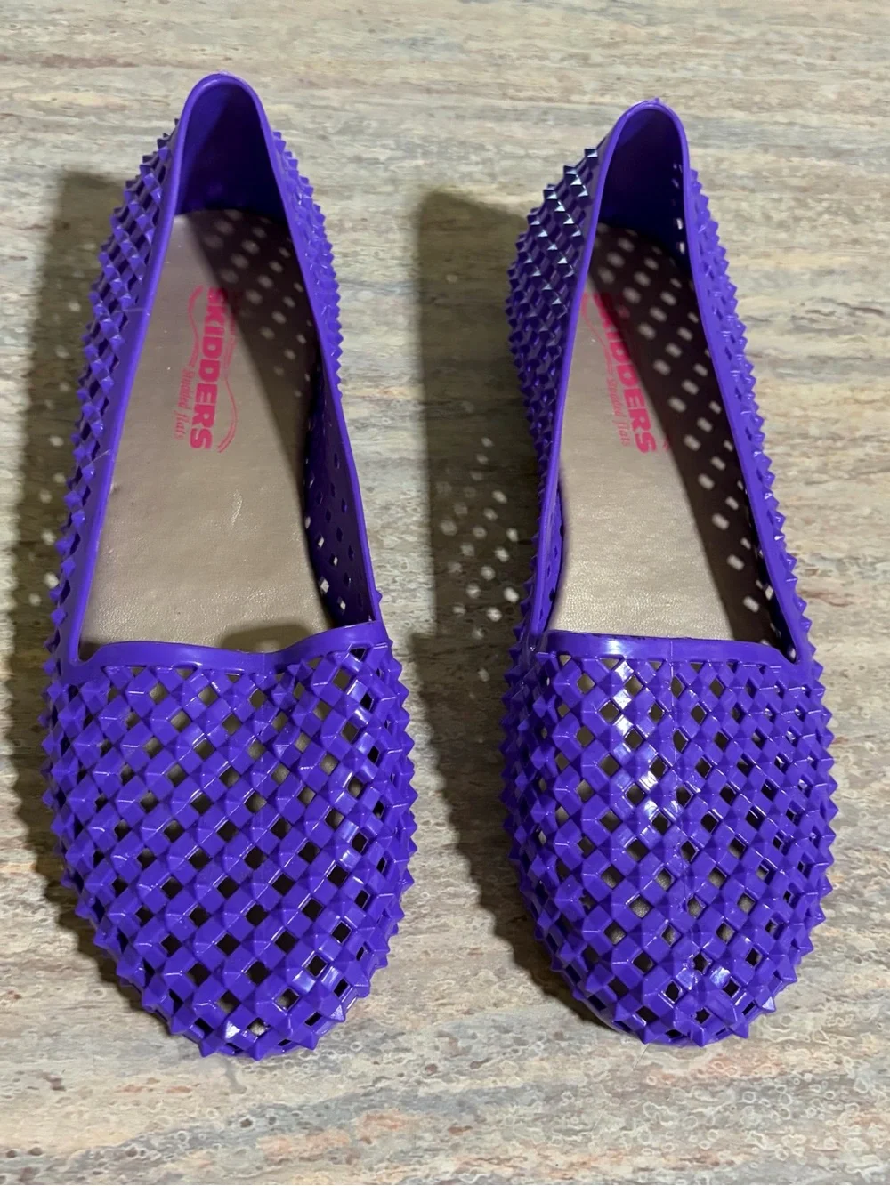 Skidders Women's Purple Studded Jelly Ballet Flats